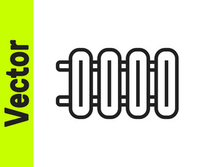 Black line Heating radiator icon isolated on white background. Vector.
