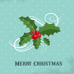 Merry Christmas greeting card template with mistletoe