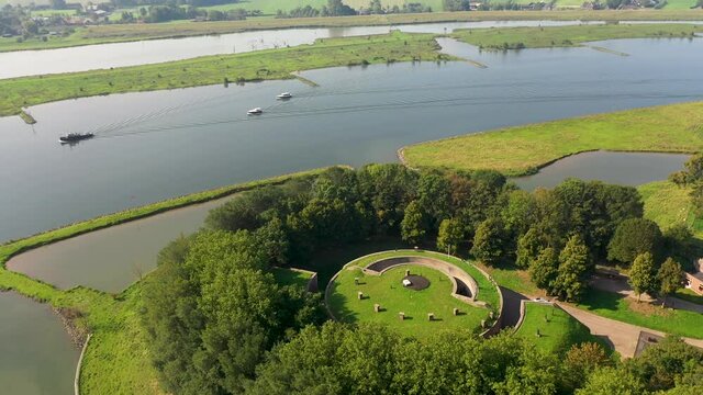 Houten, Utrecht / The Netherlands - October 1th 2020: Fort Honswijk near Houten, the Netherlands - part of the Dutch Waterline