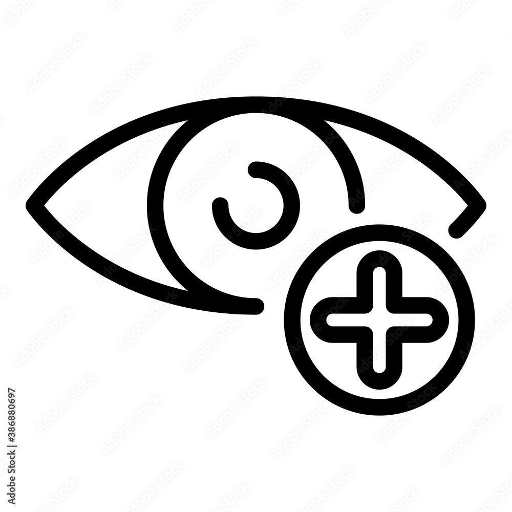 Poster plus vision icon. outline plus vision vector icon for web design isolated on white background