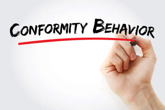 Conformity Behavior text with marker, concept background