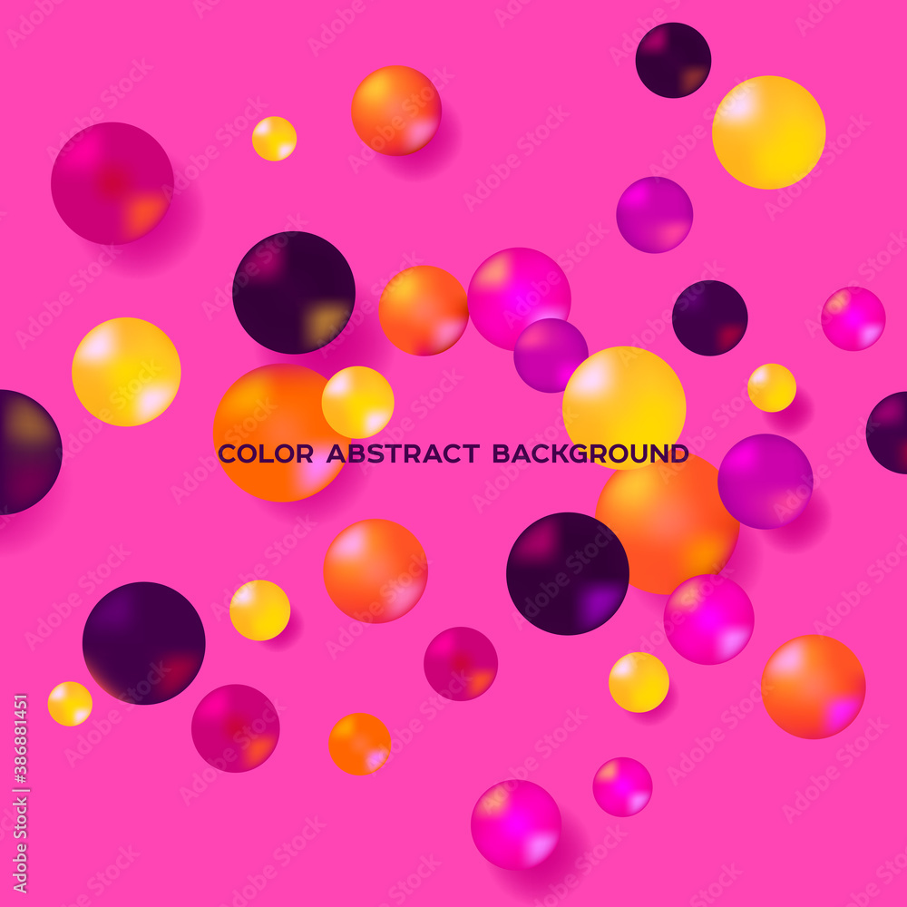 Poster square abstract bright background with color bubbles and place for text. vector illustration.