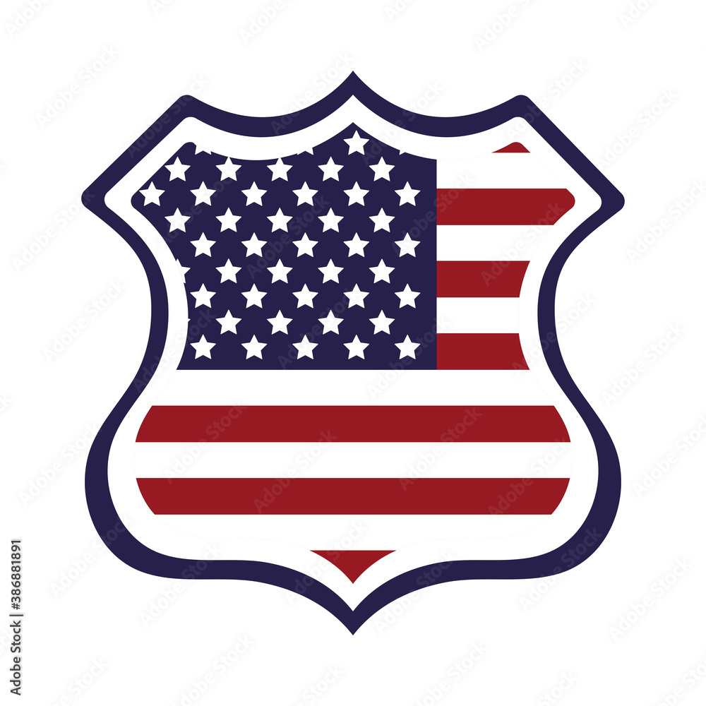 Wall mural shield with united states of america flag