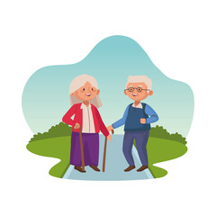 old persons couple with canes characters