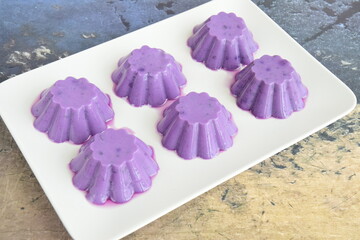 Purple sweet potato agar agar pudding. Vegan dessert
