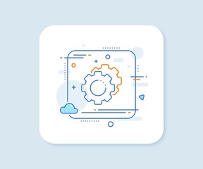 Settings gears line icon. Abstract square vector button. Cogwheel sign. Working process symbol. Settings gears line icon. Quality concept badge. Vector