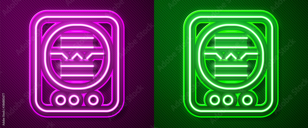 Poster glowing neon line attitude indicator is an instrument used in an aircraft to inform the pilot of the