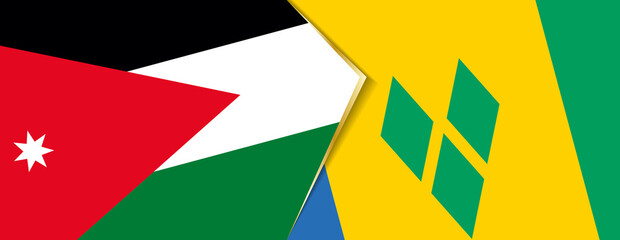 Jordan and Saint Vincent and the Grenadines flags, two vector flags.