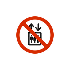 Incase of fire do not use elevator sign icon isolated on white background. Emergency symbol modern, simple, vector, icon for website design, mobile app, ui. Vector Illustration