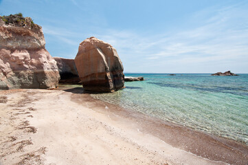 Geniò beach,Carloforte, St Pietro Island, Sulcis Iglesiente, Carbonia Iglesias, Sardinia, Italy,...