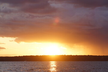 sunset over the river