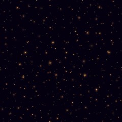 Night sky with shining stars seamless pattern. Fireflies flying in the night, yellow sparkles on a dark blue background. Golden stardust light effect. Abstract vector backdrop.