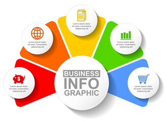 Business infographic vector template for presentation with 5 options