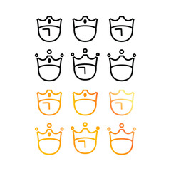 King and crown icon set