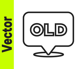 Black line Nursing home building icon isolated on white background. Health care for old and sick people. Center for retired people. Vector.