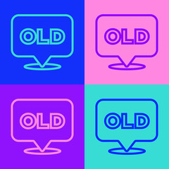 Pop art line Nursing home building icon isolated on color background. Health care for old and sick people. Center for retired people. Vector.
