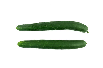 Raw fresh japanese cucumber isolated on white. Clipping path.