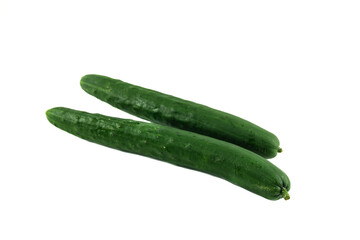 Raw fresh japanese cucumber isolated on white. Clipping path.