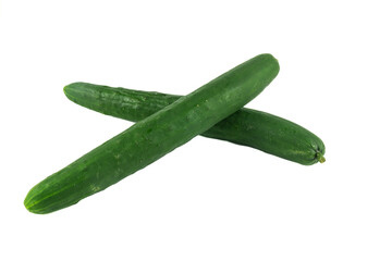 Raw fresh japanese cucumber isolated on white. Clipping path.