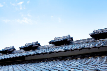 明日香村の民家の瓦屋根