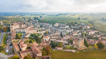 Fototapeta na wymiar aerial view of saint emilion town, France