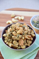 Tahini coated cashew, sunflower seed and pumpkin seeds