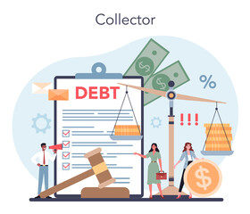 Debt collector concept. Pursuing payment of debt owed by person