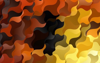 Dark Yellow, Orange vector background with curved circles.