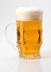 Beer in a mug on white background