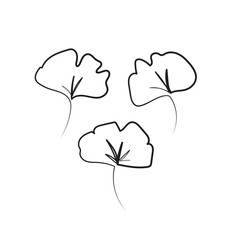 Continuous line botanical art. Three abstract leaves contour drawing