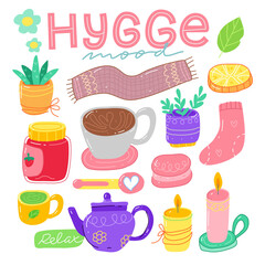 doodle collection set of hygge element on isolated white background. can use for graphic element etc