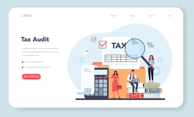 Tax consultant web banner or landing page. Idea of accounting
