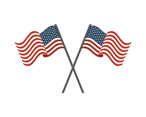 united states of america flags in poles crossed