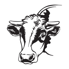 Black contour portrait of the bull vector