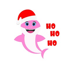 christmas  baby  shark card illustration