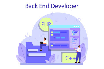 Back end development concept. Software development process.