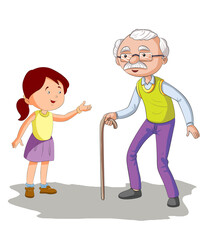 Little girl with grand father