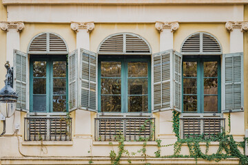 Old windows of a residential house