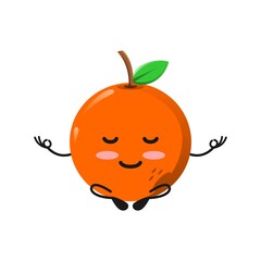Obraz premium vector illustration of cute orange fruit mascot or character mental meditate with yoga pose. cute orange Concept White Isolated. Flat Cartoon Style Suitable for Landing Page, Banner, Flyer, Sticker.