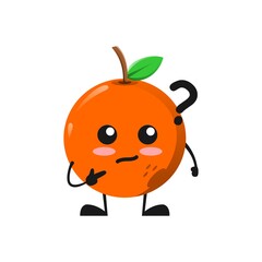 vector illustration of cute orange fruit mascot or character have question or confused. cute orange fruit Concept White Isolated. Flat Cartoon Style Suitable for Landing Page, Banner, Flyer, Sticker.
