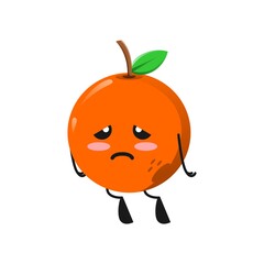vector illustration of cute orange fruit mascot or character tired expression. cute orange fruit Concept White Isolated. Flat Cartoon Style Suitable for Landing Page, Banner, Flyer, Sticker.