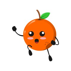 vector illustration of cute orange fruit mascot or character with spirit expression. cute orange fruit Concept White Isolated. Flat Cartoon Style Suitable for Landing Page, Banner, Flyer, Sticker.