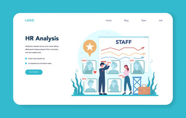 HR analysis, human resources web banner or landing page. Idea