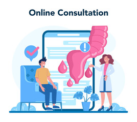 Proctologist online service or platform. Doctor examine intestine