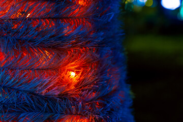 Christmas tree lights close up