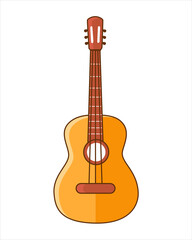 Obraz premium Classical guitar. Acoustic guitar. Silhouette. Stringed musical instrument. Flat vector cartoon style on isolated background. 