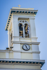 Greek Orthodox Church of St Nicholas (patron saint of Greek seamen) with twin towers and blue dome. Piraeus, Attica, Greece, EU.