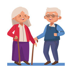 old persons couple with canes characters