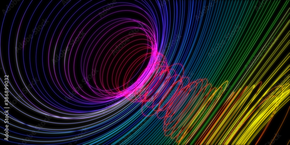 Poster abstract background of gradient ring-shaped lines. 3d rendering