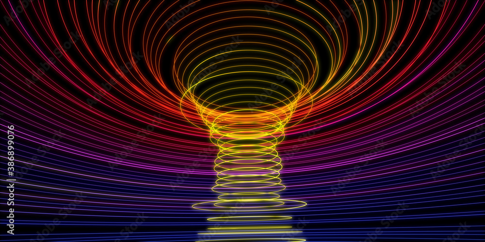 Poster abstract background of gradient ring-shaped lines. 3d rendering